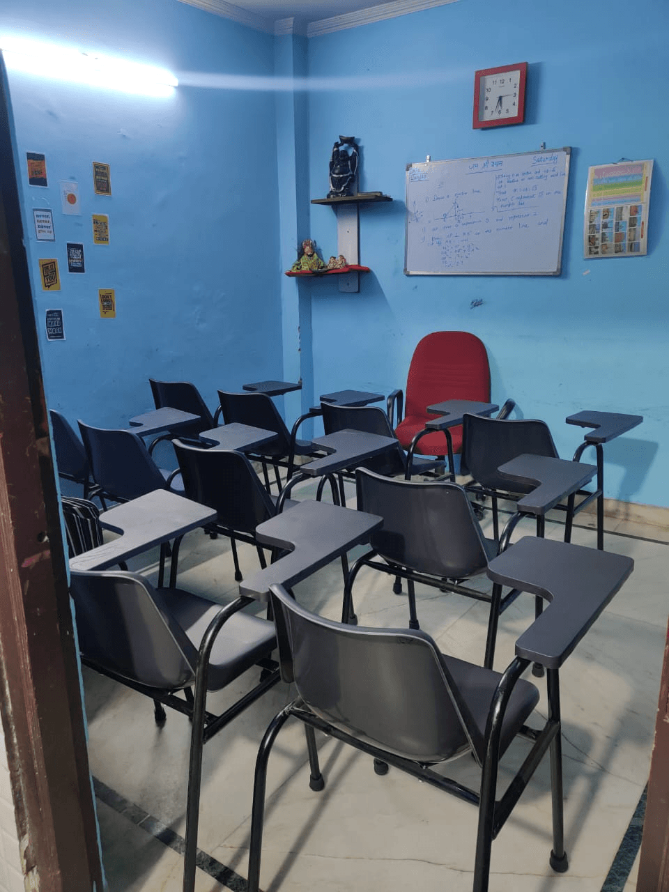Classroom whiteboard at Dhairye Classes